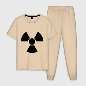 Мужская пижама хлопок с принтом Радиоактивный в Санкт-Петербурге, 100% хлопок | брюки и футболка прямого кроя, без карманов, на брюках мягкая резинка на поясе и по низу штанин
 | radiation | radioactive | радиация
