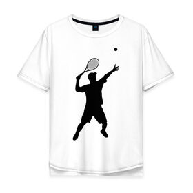 Мужская футболка хлопок Oversize с принтом Теннисист (2) в Санкт-Петербурге, 100% хлопок | свободный крой, круглый ворот, “спинка” длиннее передней части | корт | ракетка | тенис | теннис | теннисист