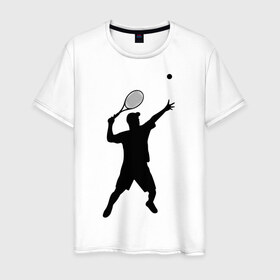 Мужская футболка хлопок с принтом Теннисист (2) в Санкт-Петербурге, 100% хлопок | прямой крой, круглый вырез горловины, длина до линии бедер, слегка спущенное плечо. | корт | ракетка | тенис | теннис | теннисист