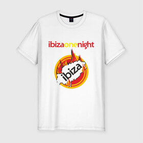 Мужская футболка премиум с принтом Ibiza one night в Санкт-Петербурге, 92% хлопок, 8% лайкра | приталенный силуэт, круглый вырез ворота, длина до линии бедра, короткий рукав | ibiza | one night | ибица | фестиваль | электронная музыка