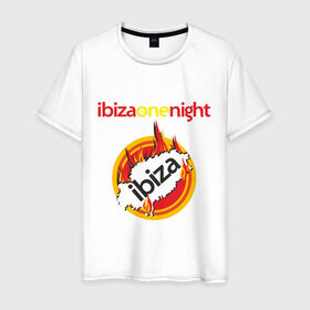 Мужская футболка хлопок с принтом Ibiza one night в Санкт-Петербурге, 100% хлопок | прямой крой, круглый вырез горловины, длина до линии бедер, слегка спущенное плечо. | ibiza | one night | ибица | фестиваль | электронная музыка
