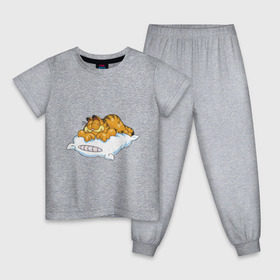 Детская пижама хлопок с принтом Гарфилд в Санкт-Петербурге, 100% хлопок |  брюки и футболка прямого кроя, без карманов, на брюках мягкая резинка на поясе и по низу штанин
 | garfield | гарфилд