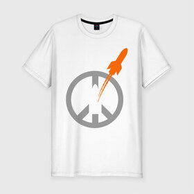 Мужская футболка премиум с принтом Pacific war в Санкт-Петербурге, 92% хлопок, 8% лайкра | приталенный силуэт, круглый вырез ворота, длина до линии бедра, короткий рукав | война | мир | мирная война | ракета