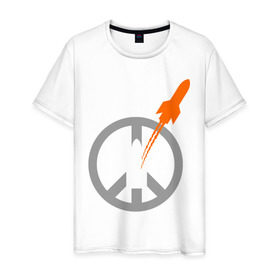 Мужская футболка хлопок с принтом Pacific war в Санкт-Петербурге, 100% хлопок | прямой крой, круглый вырез горловины, длина до линии бедер, слегка спущенное плечо. | война | мир | мирная война | ракета