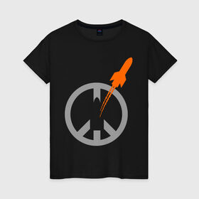 Женская футболка хлопок с принтом Pacific war в Санкт-Петербурге, 100% хлопок | прямой крой, круглый вырез горловины, длина до линии бедер, слегка спущенное плечо | война | мир | мирная война | ракета