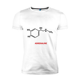 Мужская футболка премиум с принтом Адреналин в Санкт-Петербурге, 92% хлопок, 8% лайкра | приталенный силуэт, круглый вырез ворота, длина до линии бедра, короткий рукав | Тематика изображения на принте: adrenaline | адреналин | формула | химическая формула | химия