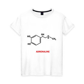 Женская футболка хлопок с принтом Адреналин в Санкт-Петербурге, 100% хлопок | прямой крой, круглый вырез горловины, длина до линии бедер, слегка спущенное плечо | adrenaline | адреналин | формула | химическая формула | химия