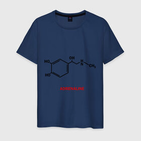 Мужская футболка хлопок с принтом Адреналин в Санкт-Петербурге, 100% хлопок | прямой крой, круглый вырез горловины, длина до линии бедер, слегка спущенное плечо. | adrenaline | адреналин | формула | химическая формула | химия