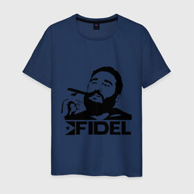 Мужская футболка хлопок с принтом Фидель Кастро в Санкт-Петербурге, 100% хлопок | прямой крой, круглый вырез горловины, длина до линии бедер, слегка спущенное плечо. | Тематика изображения на принте: кастро | куба | лидер | предводитель | свобода | фидель