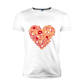 Мужская футболка премиум с принтом Сердце из квадратиков в Санкт-Петербурге, 92% хлопок, 8% лайкра | приталенный силуэт, круглый вырез ворота, длина до линии бедра, короткий рукав | Тематика изображения на принте: квадрат | квадратики | сердечко | сердце