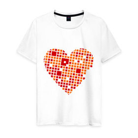 Мужская футболка хлопок с принтом Сердце из квадратиков в Санкт-Петербурге, 100% хлопок | прямой крой, круглый вырез горловины, длина до линии бедер, слегка спущенное плечо. | квадрат | квадратики | сердечко | сердце