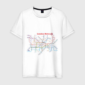 Мужская футболка хлопок с принтом London metro в Санкт-Петербурге, 100% хлопок | прямой крой, круглый вырез горловины, длина до линии бедер, слегка спущенное плечо. | london | london metro | metro | карта метро | карта метро лондона | лондон метро | лондонский метрополитен | лондонское метро | метро | метро в лондоне | метро лондона | метрополитен лондона