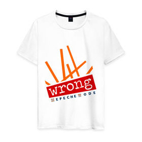 Мужская футболка хлопок с принтом Depeche Mode - Wrong в Санкт-Петербурге, 100% хлопок | прямой крой, круглый вырез горловины, длина до линии бедер, слегка спущенное плечо. | depeche mode | wrong | депеш мод | рок