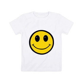 Детская футболка хлопок с принтом Смайл - улыбка в Санкт-Петербурге, 100% хлопок | круглый вырез горловины, полуприлегающий силуэт, длина до линии бедер | smile | рожица | смайл | смайлик | улыбка | улыбочка