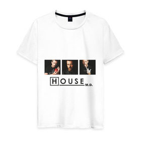 Мужская футболка хлопок с принтом House M.D. в Санкт-Петербурге, 100% хлопок | прямой крой, круглый вырез горловины, длина до линии бедер, слегка спущенное плечо. | everybody lies | haus | house | все лгут | доктор | хауз | хаус | хью лори