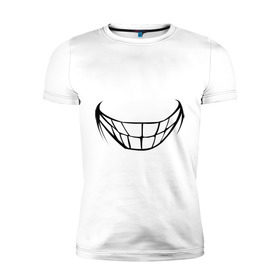 Мужская футболка премиум с принтом Зубастая улыбка в Санкт-Петербурге, 92% хлопок, 8% лайкра | приталенный силуэт, круглый вырез ворота, длина до линии бедра, короткий рукав | Тематика изображения на принте: зубы | рот | улыбка