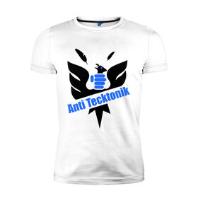 Мужская футболка премиум с принтом Anti Tecktonik в Санкт-Петербурге, 92% хлопок, 8% лайкра | приталенный силуэт, круглый вырез ворота, длина до линии бедра, короткий рукав | tecktonik | антитектоник | тектоник
