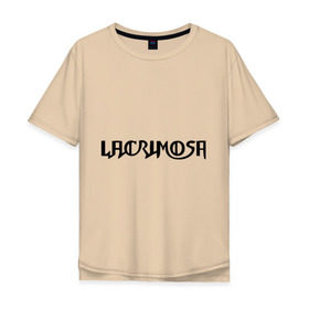 Мужская футболка хлопок Oversize с принтом Lacrimosa логотип в Санкт-Петербурге, 100% хлопок | свободный крой, круглый ворот, “спинка” длиннее передней части | lacrimosa | lacrimosa лого | надпись lacrimosa | панк | рок