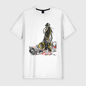 Мужская футболка премиум с принтом Mahcine в Санкт-Петербурге, 92% хлопок, 8% лайкра | приталенный силуэт, круглый вырез ворота, длина до линии бедра, короткий рукав | club | electro | динамики | клуб | клубняк | электро | электронная музыка