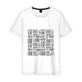 Мужская футболка хлопок с принтом Штрих код в Санкт-Петербурге, 100% хлопок | прямой крой, круглый вырез горловины, длина до линии бедер, слегка спущенное плечо. | штрих код | штрихкод | штриховой код