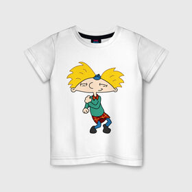 Детская футболка хлопок с принтом Эй, Арнольд! в Санкт-Петербурге, 100% хлопок | круглый вырез горловины, полуприлегающий силуэт, длина до линии бедер | арнольд | мультик | мультфильм | эй