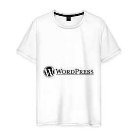 Мужская футболка хлопок с принтом Wordpress в Санкт-Петербурге, 100% хлопок | прямой крой, круглый вырез горловины, длина до линии бедер, слегка спущенное плечо. | wordpress | wp | админу | блог | вордпресс