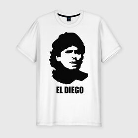 Мужская футболка премиум с принтом Диего Марадона в Санкт-Петербурге, 92% хлопок, 8% лайкра | приталенный силуэт, круглый вырез ворота, длина до линии бедра, короткий рукав | аргентина | аргентинец | диего марадона | евро 2012 | марадона | футбол