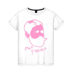 Женская футболка хлопок с принтом Pink Freud в Санкт-Петербурге, 100% хлопок | прямой крой, круглый вырез горловины, длина до линии бедер, слегка спущенное плечо | dance | tecktonick | tektonic | tektonik | клуб | танцевать | тектоник | тиктоник | фрейд | электронная музыка