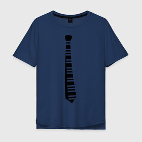 Мужская футболка хлопок Oversize с принтом Галстук (2) в Санкт-Петербурге, 100% хлопок | свободный крой, круглый ворот, “спинка” длиннее передней части | галступ | клавиши | пианино | прикольные