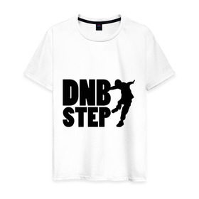 Мужская футболка хлопок с принтом DNB Step танцор в Санкт-Петербурге, 100% хлопок | прямой крой, круглый вырез горловины, длина до линии бедер, слегка спущенное плечо. | dnb | step | бас | драм | силуэт | танцор