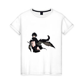 Женская футболка хлопок с принтом Аниме мальчик в Санкт-Петербурге, 100% хлопок | прямой крой, круглый вырез горловины, длина до линии бедер, слегка спущенное плечо | 