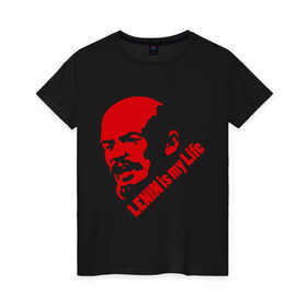 Женская футболка хлопок с принтом Ленин -моя жизнь в Санкт-Петербурге, 100% хлопок | прямой крой, круглый вырез горловины, длина до линии бедер, слегка спущенное плечо | вождь | коммунизм | ленин | революция | советский | социализм | союз | ссср | ульянов