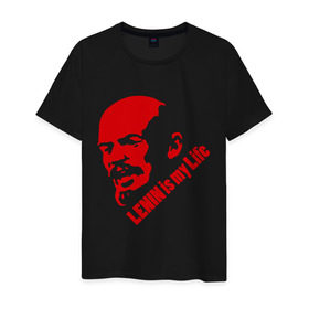 Мужская футболка хлопок с принтом Ленин -моя жизнь в Санкт-Петербурге, 100% хлопок | прямой крой, круглый вырез горловины, длина до линии бедер, слегка спущенное плечо. | вождь | коммунизм | ленин | революция | советский | социализм | союз | ссср | ульянов
