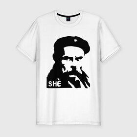 Мужская футболка премиум с принтом С Че Геварой в Санкт-Петербурге, 92% хлопок, 8% лайкра | приталенный силуэт, круглый вырез ворота, длина до линии бедра, короткий рукав | cuba | гевара | куба | революция | свобода | че