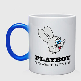 Кружка хамелеон с принтом Playboy soviet style в Санкт-Петербурге, керамика | меняет цвет при нагревании, емкость 330 мл | Тематика изображения на принте: playboy | зайчик | зайчонок | заяц | плейбой | плэйбой