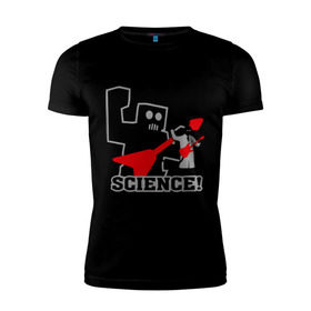 Мужская футболка премиум с принтом Наука в Санкт-Петербурге, 92% хлопок, 8% лайкра | приталенный силуэт, круглый вырез ворота, длина до линии бедра, короткий рукав | robot | игра | наука | научные открытия | научные разработки | приставка | робот | ученый