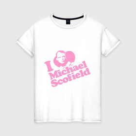 Женская футболка хлопок с принтом Scofield в Санкт-Петербурге, 100% хлопок | прямой крой, круглый вырез горловины, длина до линии бедер, слегка спущенное плечо | scofield