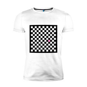 Мужская футболка премиум с принтом Шахматная эмо-доска в Санкт-Петербурге, 92% хлопок, 8% лайкра | приталенный силуэт, круглый вырез ворота, длина до линии бедра, короткий рукав | emo | розовый квадрат | субкультуры | шахматная доска | шахматы | эмо | эмо шахматы