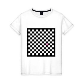 Женская футболка хлопок с принтом Шахматная эмо-доска в Санкт-Петербурге, 100% хлопок | прямой крой, круглый вырез горловины, длина до линии бедер, слегка спущенное плечо | emo | розовый квадрат | субкультуры | шахматная доска | шахматы | эмо | эмо шахматы