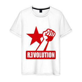 Мужская футболка хлопок с принтом Revolution (2) в Санкт-Петербурге, 100% хлопок | прямой крой, круглый вырез горловины, длина до линии бедер, слегка спущенное плечо. | revolution | звезда | красная звезда | кулак | революция | рука