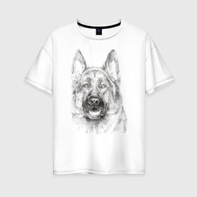 Женская футболка хлопок Oversize с принтом Собака Овчарка в Санкт-Петербурге, 100% хлопок | свободный крой, круглый ворот, спущенный рукав, длина до линии бедер
 | dog | животные | овчарка | пес | песик | собака