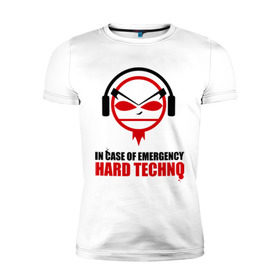 Мужская футболка премиум с принтом Hard Techno в Санкт-Петербурге, 92% хлопок, 8% лайкра | приталенный силуэт, круглый вырез ворота, длина до линии бедра, короткий рукав | 