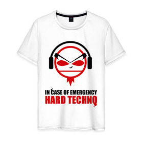 Мужская футболка хлопок с принтом Hard Techno в Санкт-Петербурге, 100% хлопок | прямой крой, круглый вырез горловины, длина до линии бедер, слегка спущенное плечо. | 