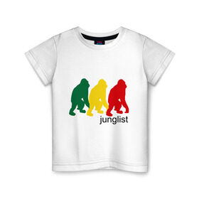 Детская футболка хлопок с принтом Junglist - обезьяны в Санкт-Петербурге, 100% хлопок | круглый вырез горловины, полуприлегающий силуэт, длина до линии бедер | junglist | джанглисты | обезьяны