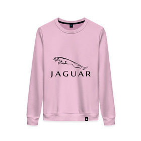 Женский свитшот хлопок с принтом Jaguar в Санкт-Петербурге, 100% хлопок | прямой крой, круглый вырез, на манжетах и по низу широкая трикотажная резинка  | jaguar | авто2012 | ягуар
