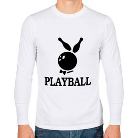 Мужской лонгслив хлопок с принтом Playball в Санкт-Петербурге, 100% хлопок |  | Тематика изображения на принте: bowling | playball | playboy | боулинг | кегли | плейбой | шар | шары