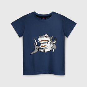 Детская футболка хлопок с принтом Акула решила пообедать в Санкт-Петербурге, 100% хлопок | круглый вырез горловины, полуприлегающий силуэт, длина до линии бедер | акула | животные | обед | хищник