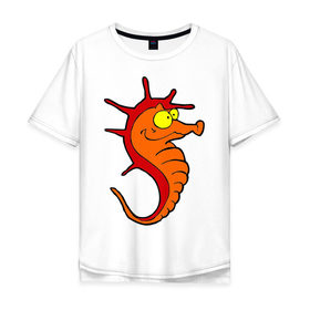 Мужская футболка хлопок Oversize с принтом Морской конь в Санкт-Петербурге, 100% хлопок | свободный крой, круглый ворот, “спинка” длиннее передней части | морские животные | морской конек | морской конь | подводный мир
