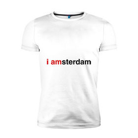 Мужская футболка премиум с принтом I amsterdam в Санкт-Петербурге, 92% хлопок, 8% лайкра | приталенный силуэт, круглый вырез ворота, длина до линии бедра, короткий рукав | amsterdam | амстердам | я амстердам