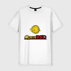 Мужская футболка премиум с принтом Open BSD в Санкт-Петербурге, 92% хлопок, 8% лайкра | приталенный силуэт, круглый вырез ворота, длина до линии бедра, короткий рукав | Тематика изображения на принте: linux | openbsd | линукс | программа | софт
